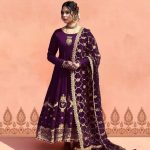 Alluring Purple Color Georgette Embroidery Sequence Salwar Suit