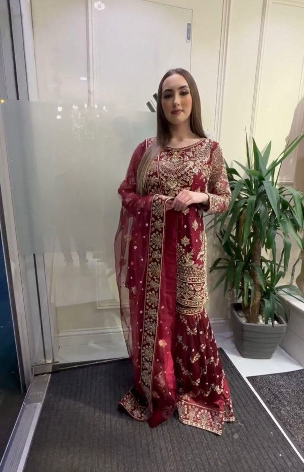 Artful Maroon Color Georgette Embroidery Sequence Salwar Suit