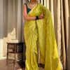 Beautiful Mustard Color Soft Lichi Silk Jacquard All Over Saree