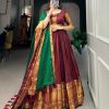 Dazzling Maroon Color Narayan Pet Zari Weaving Work Gown