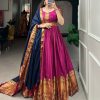Dazzling Pink Color Narayan Pet Zari Weaving Work Gown