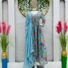 Elegant Blue Color Georgette Digital Printed Work Salwar Suit