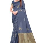Elegant Grey Color Soft Lichi Silk Jacquard All Over Saree