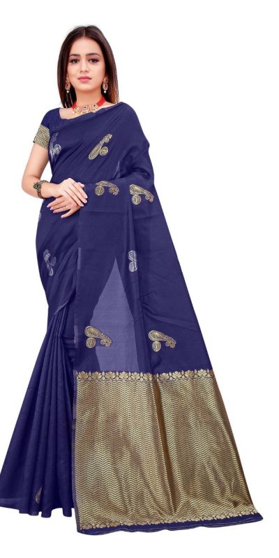 Elegant Royal Blue Color Soft Lichi Silk Jacquard All Over Saree