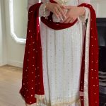 Fine Red Color Georgette Embroidery Sequence Salwar Suit