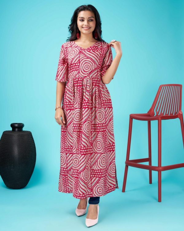 Glamorous Pink Color Rayon Foil Print With Dori Pattern Gown