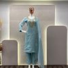 Grand Blue Color Organza Cording Embroidery Salwar Suit