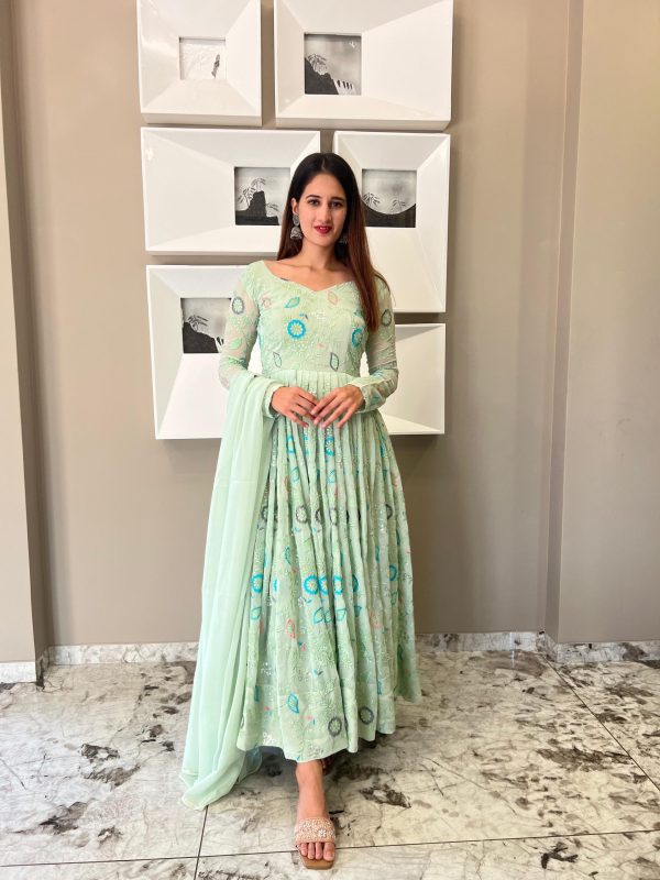 Grand Green Color Georgette Sequence Embroidery Anarkali Suit