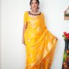 Grand Yellow Color Pure Soft Cotton Zari patta All Over Saree