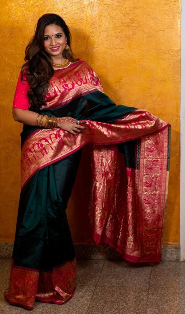 Majestic Green Color Soft Lichi Silk Jacquard All Over Saree