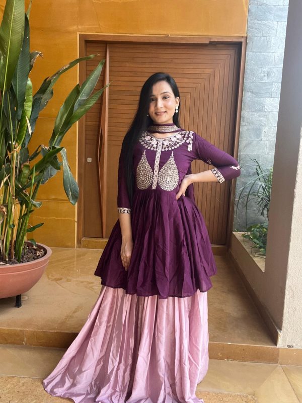 Majestic Purple Color Chinon Heavy Embroidery Lehenga Choli