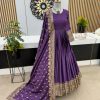 Majestic Violet Color Heavy Chinon Embroidery Sequence Gown