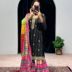 Mesmerizing Black Color Chinon Embroidery Work Salwar Suit