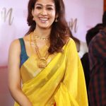 Nayanthara Yellow Color Soft Lichi Silk Jacquard All Over Saree
