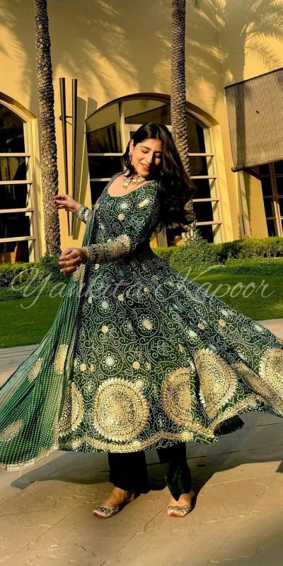 Nice Green Color Georgette Embroidery Sequence Anarkali Suit
