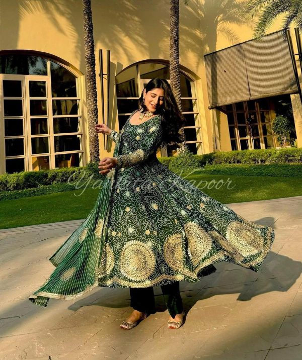 Nice Green Color Georgette Embroidery Sequence Anarkali Suit