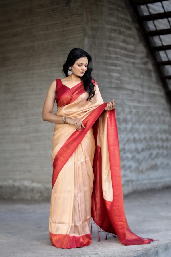 Peaceful Golden Color Soft Silk Beautiful Rich Pallu All Over Saree