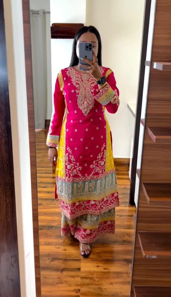 Peaceful Pink Color Chinon Silk Sequence Work Salwar Suit