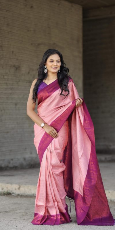 Peaceful Pink Color Soft Silk Beautiful Rich Pallu All Over Saree