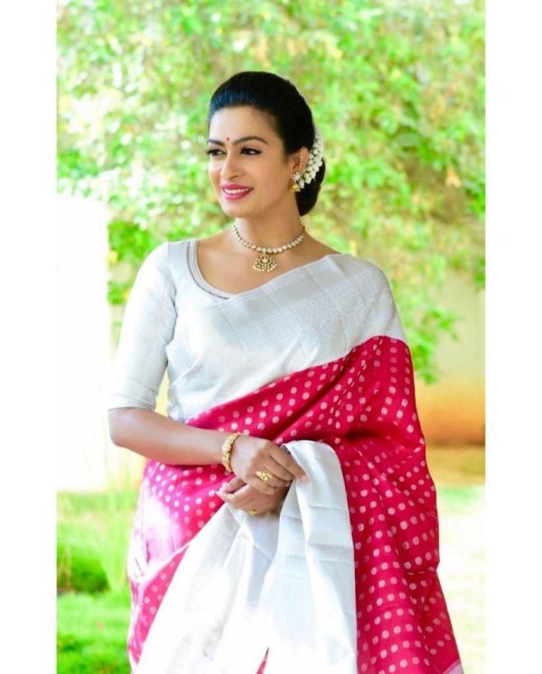 Pretty Pink Color Soft Lichi Silk Jacquard All Over Work Saree