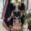 Special Black Color Chinnon Silk Embroidery Work Salwar Suit