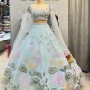 Special Light Blue Color Organza Silk Embroidered Lehenga Choli