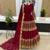 Stunning Red Color Georgette Embroidery Lehenga Choli