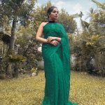 Stylish Green Color Georgette Fancy Sequence Work Saree