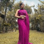 Stylish Pink Color Georgette Fancy Sequence Work Saree