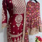 Sublime Maroon Color Heavy Chinon Silk Sequins Salwar Suit