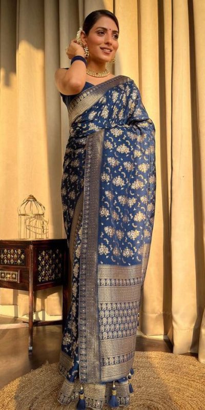 KP 5079 Blue Color Soft Lichi Silk Jacquard On All Over Saree Casual, Party Wear, Wedding, Events Etc. Expected Delivery 4-6 Working Days @1449/- | Bollywood Sarees, Creative Sarees, Designer Sarees, Embroidered Sarees, Ethnic Saree, Modern Digital sarees, Party Wear Sarees, Sarees
