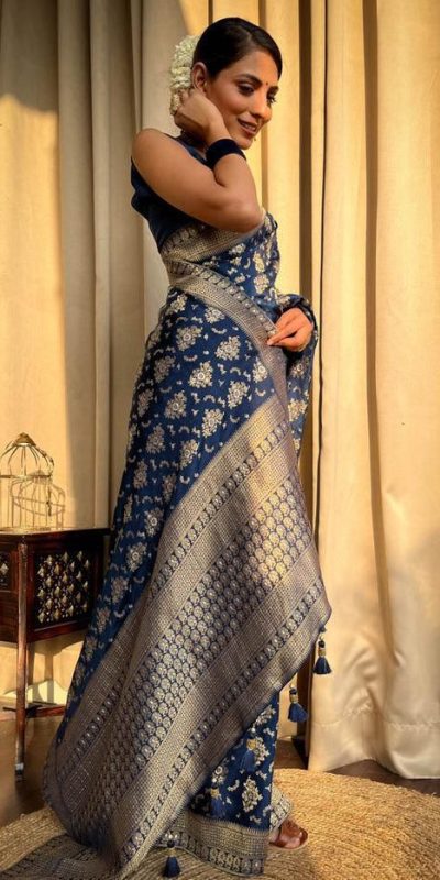 KP 5079 Blue Color Soft Lichi Silk Jacquard On All Over Saree Casual, Party Wear, Wedding, Events Etc. Expected Delivery 4-6 Working Days @1449/- | Bollywood Sarees, Creative Sarees, Designer Sarees, Embroidered Sarees, Ethnic Saree, Modern Digital sarees, Party Wear Sarees, Sarees