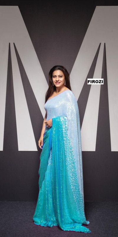 Artful Off Firozi Padding Georgette Double Run Sequins Saree