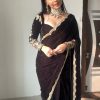 Classic Black Color 9000 Velvet Thread Sequence Saree