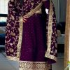 Classic Purple Color Georgette Embroidery Sequence Salwar Suit