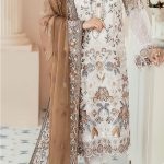 Classic White & Coffee Color Georgette Embroidery Salwar Suit