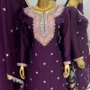 Cute Purple Color Chinnon Silk Embroidery Sequence Salwar Suit