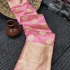 Dazzling Baby Pink Color Organza Silk Beautiful Gold Zari Saree