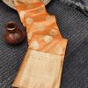 Dazzling Orange Color Organza Silk Beautiful Gold Zari Saree