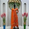 Dazzling Orange Muslin Digital Printed Hand Work Salwar Suit