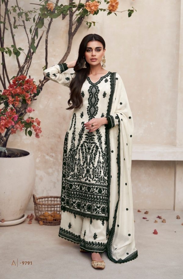 Dazzling White Color Heavy Vichitra Embroidery Sharara Suit