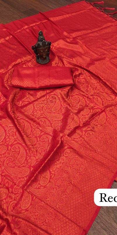 Elegant Red Color Soft Silk Beautiful Rich Pallu All Over Saree