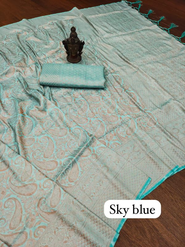 Elegant Sky Blue Color Soft Silk Beautiful Rich Pallu All Over Saree