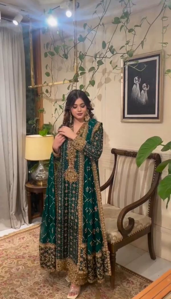 Fancy Green Color Georgette Sequence Embroidery Salwar Suit
