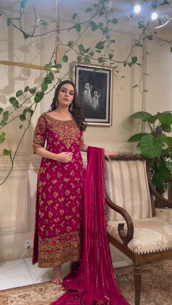 Fancy Pink Color Georgette Sequence Embroidery Salwar Suit