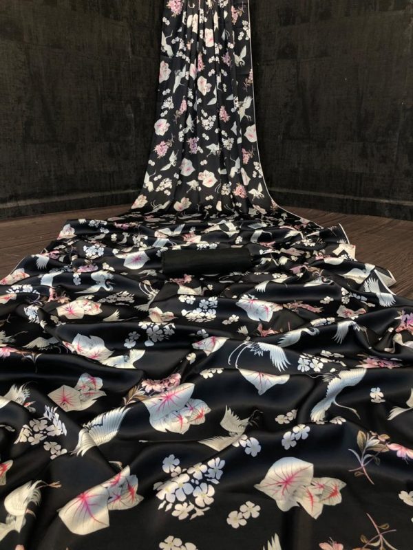 Graceful Black Color Devsena Soft Silk Digital Printed Saree