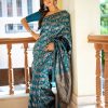 Graceful Blue Soft Lichi Silk Ordinary Design Pallu Saree