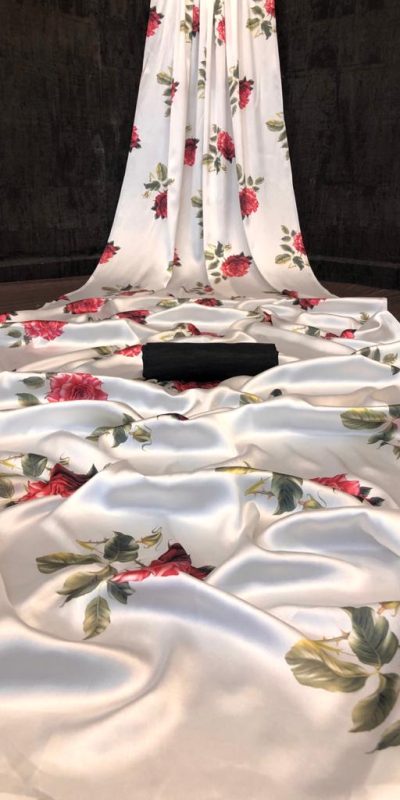 Graceful White & Red Color Devsena Soft Silk Digital Printed Saree