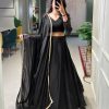Grand Black Color Rangoli Silk Plain Lace Border Lehenga Choli