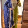 Grand Mehndi Chinnon Silk Embroidery Coding Dori Salwar Suit
